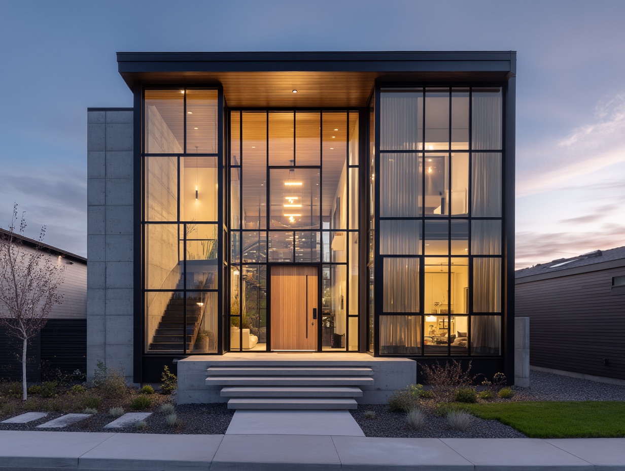 Фасадное остекление современной входной группы