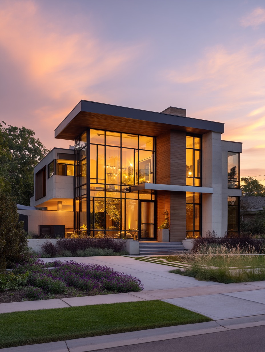 Тонколинейное фасадное остекление загородного дома