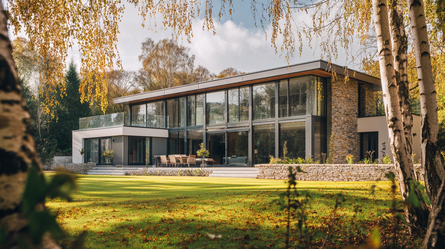 Загородная резиденция с панорамным остеклением гостиной